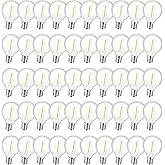 GvvooHome 50 Pack LED G40 Replacement Bulbs for String Lights, Shatterproof Plastic Globe Bulb for Indoor Outdoor Patio Decor, E12 Candelabra Socket Base, Warm White