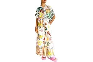 Perbai Womens 2 Piece Linen Sets Short Sleeve Button Down Shirt Wide Leg Pants Lounge Sets Boho Print Summer Matching Sets