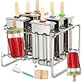 Stainless Steel Popsicle Molds and Rack stainless steel popsicle maker -ice pop molds bpa free -ice Cream Mold pop molds with wooden sticks-ice pop maker molds popsicle molds stainless steel