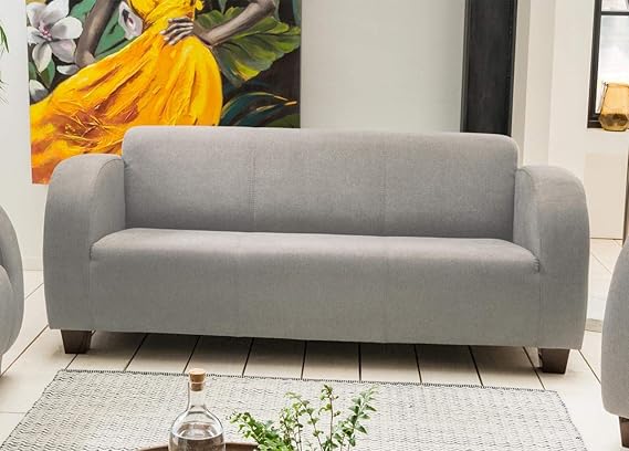 lifestyle4living Sofa 3-Sitzer in grauem Stoff bezogen, Lounge-Sofa mit