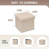 Bonlife Small Folding Storage Ottoman Beige 32x32x32cm Foot Stool view 3