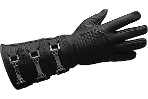 URBAN BUCK Real Sheepskin Leather Sky Gauntlet Costume Glove - Regular Fit Long Arm Cuff Mens Unlined Cosplay Gloves