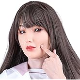 TEYVIYI Silicone Female Mask with Makeup Realistic Full Head Face Mask for Crossdresser Cosplay Halloween