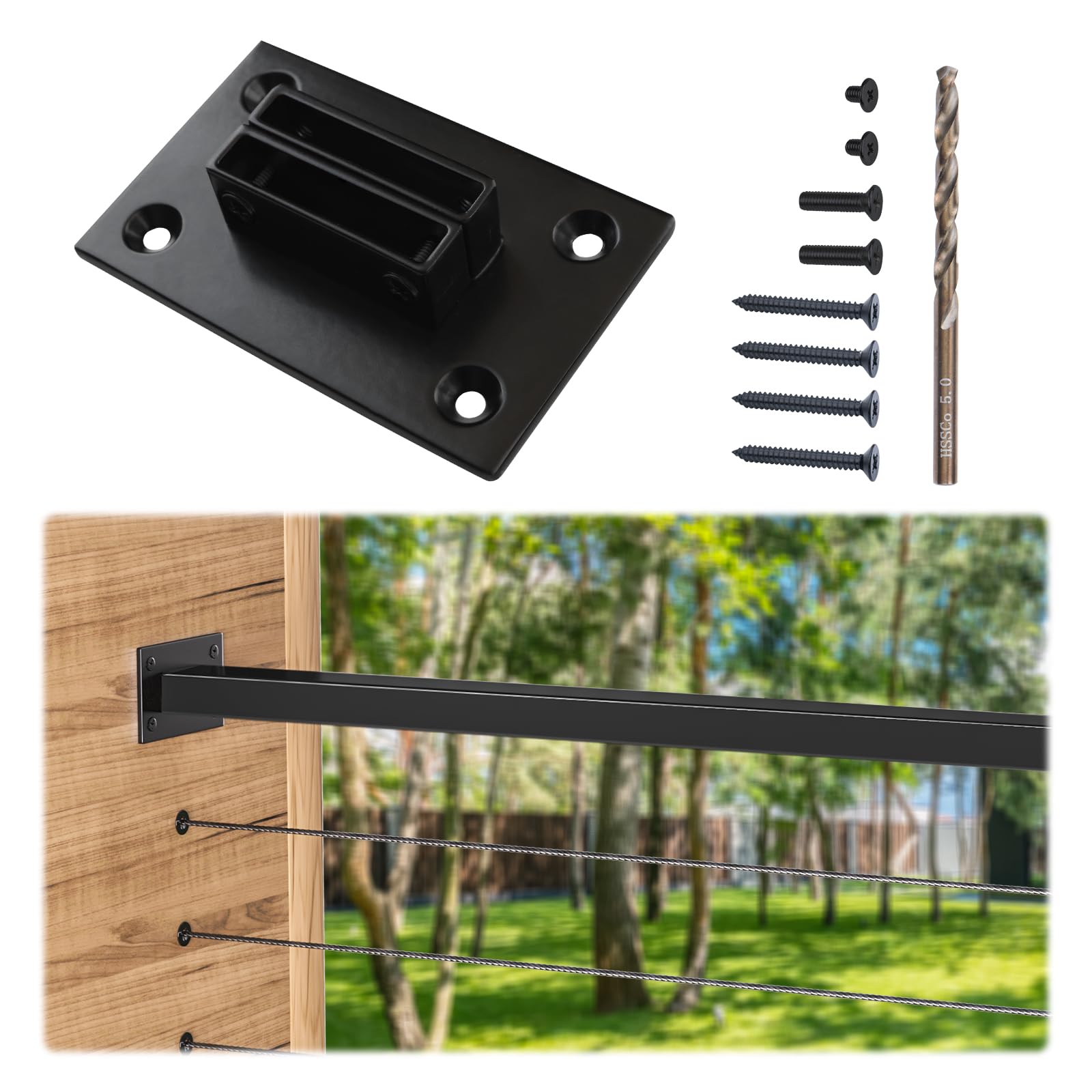 Photo 1 of Muzata HT10 HL10 HT14 HL11 HL12 Flat Handrail Accessories - 2Pack End Brackets Universal Black Stainless Steel Handrail Support Wall Mount Base, HA34 BP4