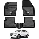 3W Floor Mats Compatible for Lincoln MKC 2015-2019, TPE All Weather Floor Liner Custom Fit 1st and 2nd Rows Full Set Car Liners - Black