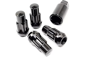 VERITEK PERFORMANCE Set of 4 14x1.5 Veritek Black Acorn Bulge Tuner 1.75 Inch Security Wheel Locks for Buick Cadillac Chevy Ford GMC Jeep Nissan Toyota Aftermarket Custom Wheels SUV Truck