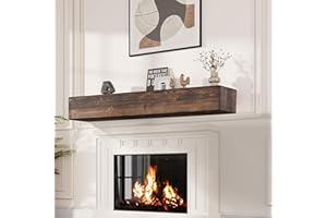 Weyderk Fireplace Mantel Shlef, Handcrafted Mantel Shelf for Over Fireplace, Wood Mantel with Invisible Heavy Duty Bracket, Wood Floating Shelves for Wall-Mounted, 60 Inch, American Brown