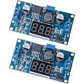 KERWINN 2PCS Blue LM2596 Adjustable DC-DC Buck Converter Step Down Module with LED Voltage Display, 4-40V to 1.25-37V Power Supply