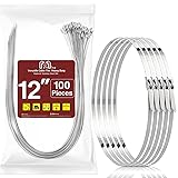 100 Pack Metal Zip Ties 12inch Stainless Steel
