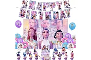 Korean Idol Birthday Party Decorations, Party Supplies Set Include Banner, Backdrop, Balloons, Hanging Swirls, Cake Cupcake T