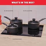 Tefal Cookware Set Induction 3 Pc Saucepans Black Titanium Non-Stick view 2