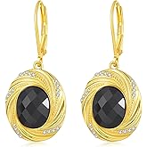 Black Onyx Earrings Sterling Silver Gold Plated Geometric Dangle Jewelry Birthday Gifts for Women Mother Wife Friends