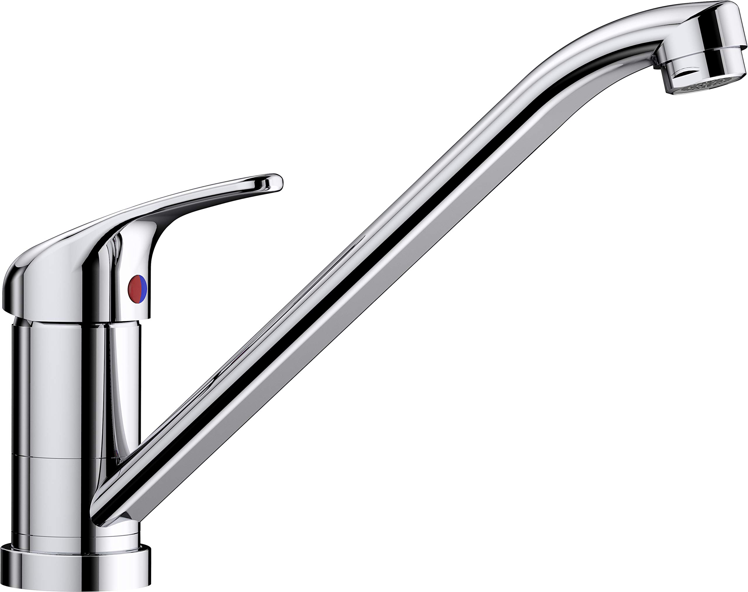 BLANCO DARAS-F | Kitchen mixer tap in chrome | High-pressure | Front-of-window tap for installation in front of a window | Ceramic cartridge | Assured water quality & water-saving | [4.9x26.3x18.8 cm]