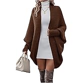 MakeMeChic Women's Open Front Cardigan Sweaters Domlan Sleeve Knitted Chunky Elegant Outerwear