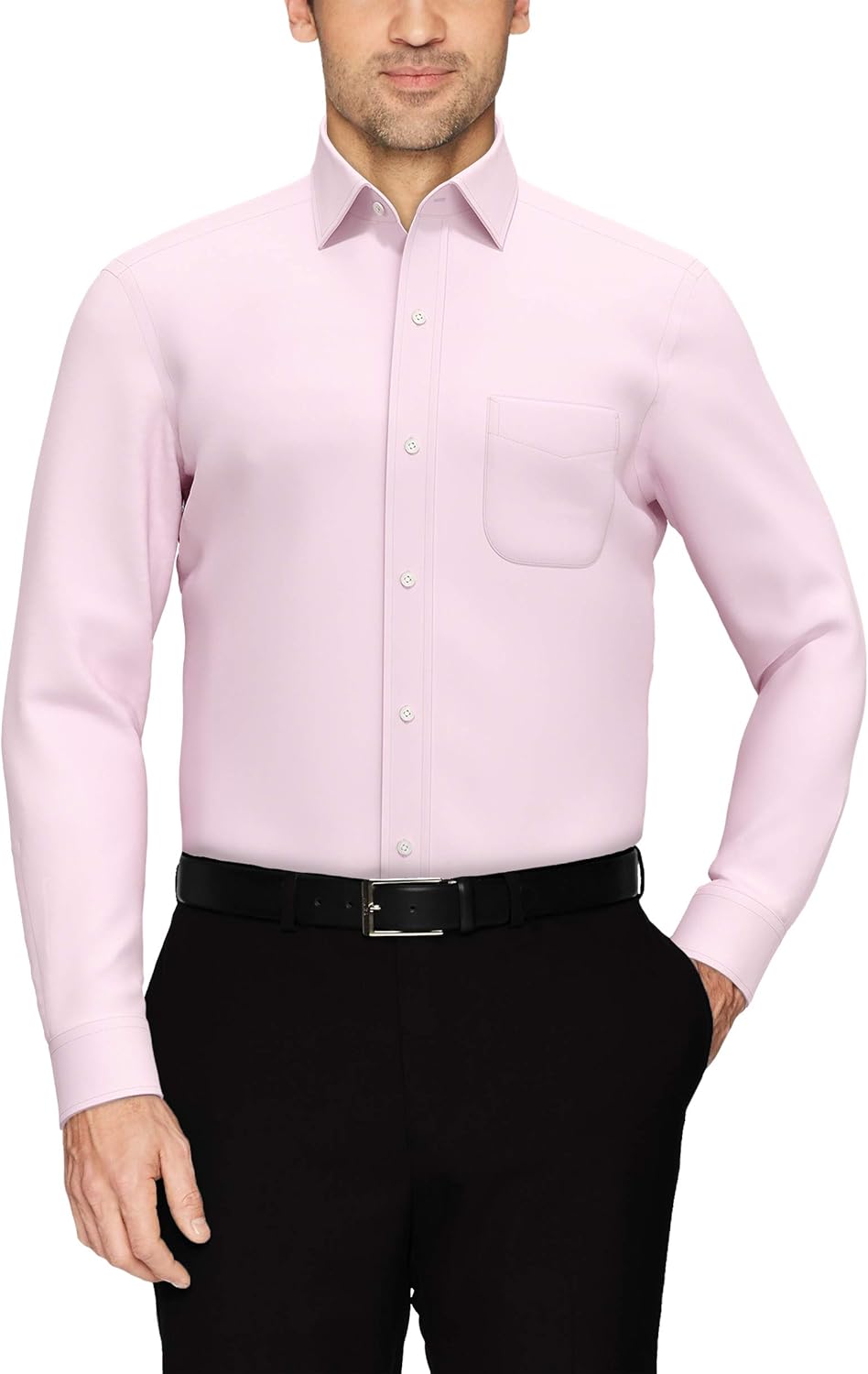 Buttoned Down Men's Standard Tailored-fit Spread Collar Solid Non-Iron Dress Shirt: Clothing