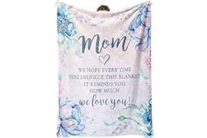 Afterprints Gifts for Mom Blanket, Mothers Day Mom Gifts from Daughter Son, Mom Birthday Gifts, We Love You Throw Blanket with Floral & Letter Print 50" x 60"