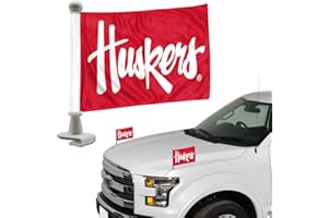 FANMATS 61919 Nebraska Cornhuskers Ambassador Car Flags - 2 Pack Mini Auto Flags, 4in X 6in, Perfect for Hood or Trunk