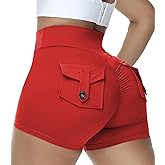 COFCAT Booty Shorts for Women Scrunch Butt Shorts with Pocket Cargo Workout Biker Gym Bottoms