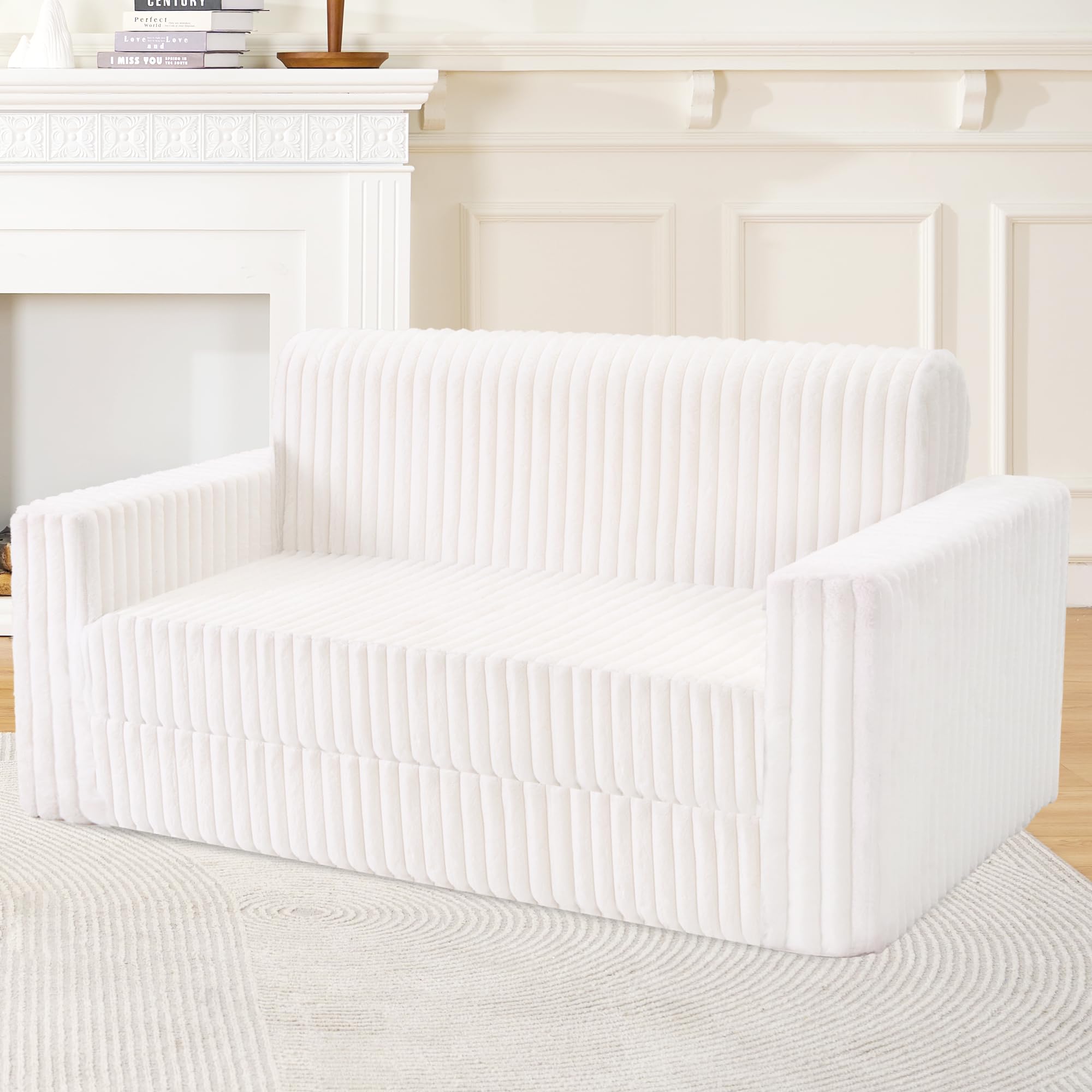 Photo 1 of **DIRTY FROM TRANSPORT **HABUTWAY 2-in-1 Couch Sofa Folding Bed, Sleeper Love Seat with Armrest, Comfy Floor Couch, Lounge Chair Bed, Multi-Functional Lazy Sofa for Bedroom Living Room Dorm Home Office (Beige)