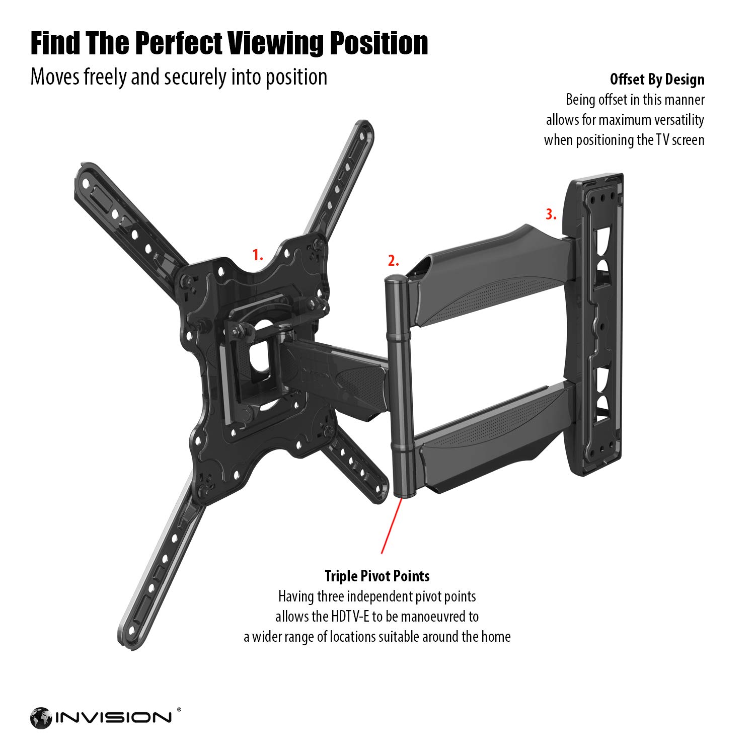 Invision Ultra Slim Tilt Swivel TV Wall Bracket Mount For 2455 Inch