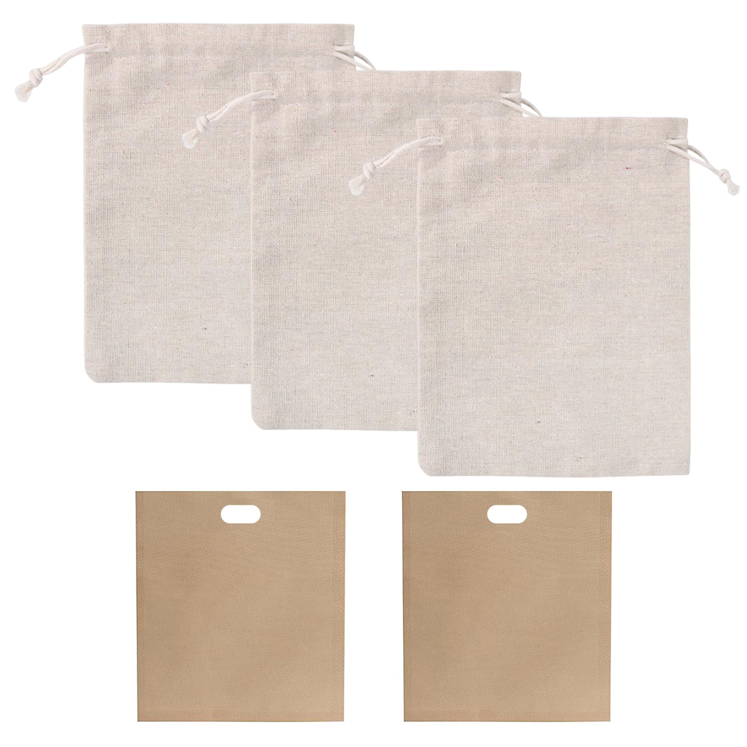USHXVG 3 piece burlap bread bags, 2 bakery bread bags, drawstring bread bags, bread drawstring bags, linen bags for bread, bread storage bags, bread storage bags