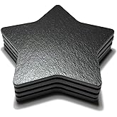 Generic 4 pc Star-Cut Slate Bar Coaster, Black