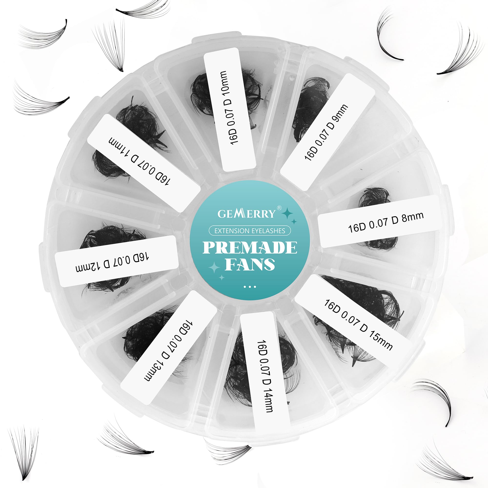 Pre Made Fan Eyelash Extensions 500pcs 16D Fans 0.07mm D Curl 8-15mm mix Cluster Eyelash Extension Premade Fans Volume Russian Individual Lashes Gemerry Fan Lash Extensions(16D-0.07D-8-15mm) — image 1
