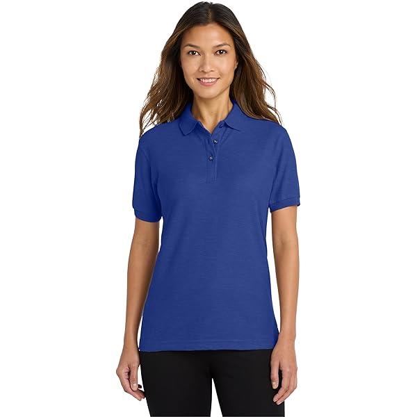 Port Authority Women's Silk Touch 3/4-Sleeve Polo Shirt Royal at