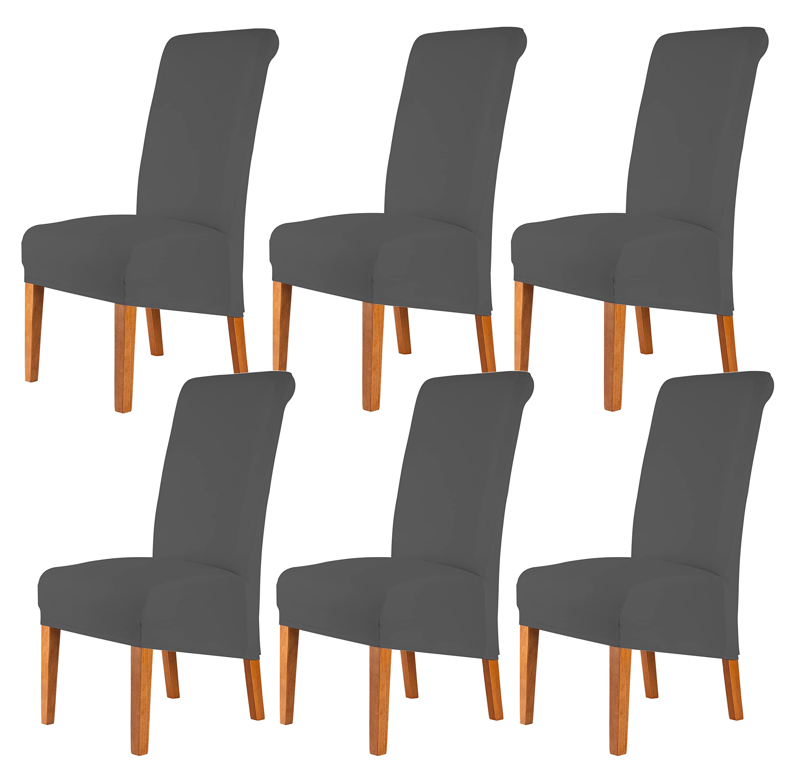 CMAKER High Back Chair Covers Stretch Spandex Fabric Chair Slipcover Seat Cover for Home Washable Removable Parsons Chair Protector Dining Room Kitchen Hotel,Set of 6,Dark Gray — image 1