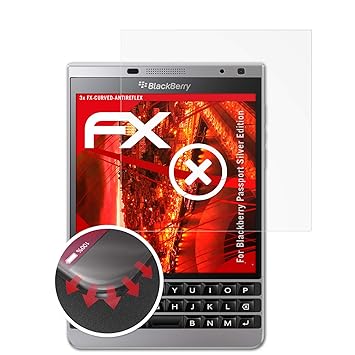 atFolix Schutzfolie passend für BlackBerry Passport Silver Edition Folie, entspiegelnde und Flexible FX Displayschutzfolie (3