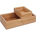 Navaris Bamboo Storage Boxes - Set of 2 Wood Stackable Box Organizers for Bedroom, Kitchen, Bathroom, Living Room, Makeup, Jewelry, Accessories