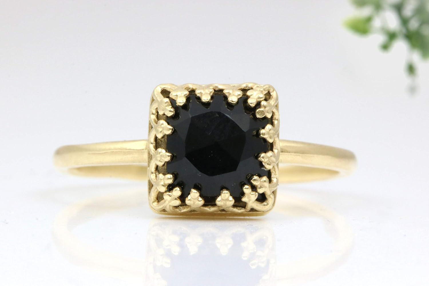 Black Onyx Ring Gemstone Ring Gold Black Onyx Ring Statement Moonloop Handmade Products