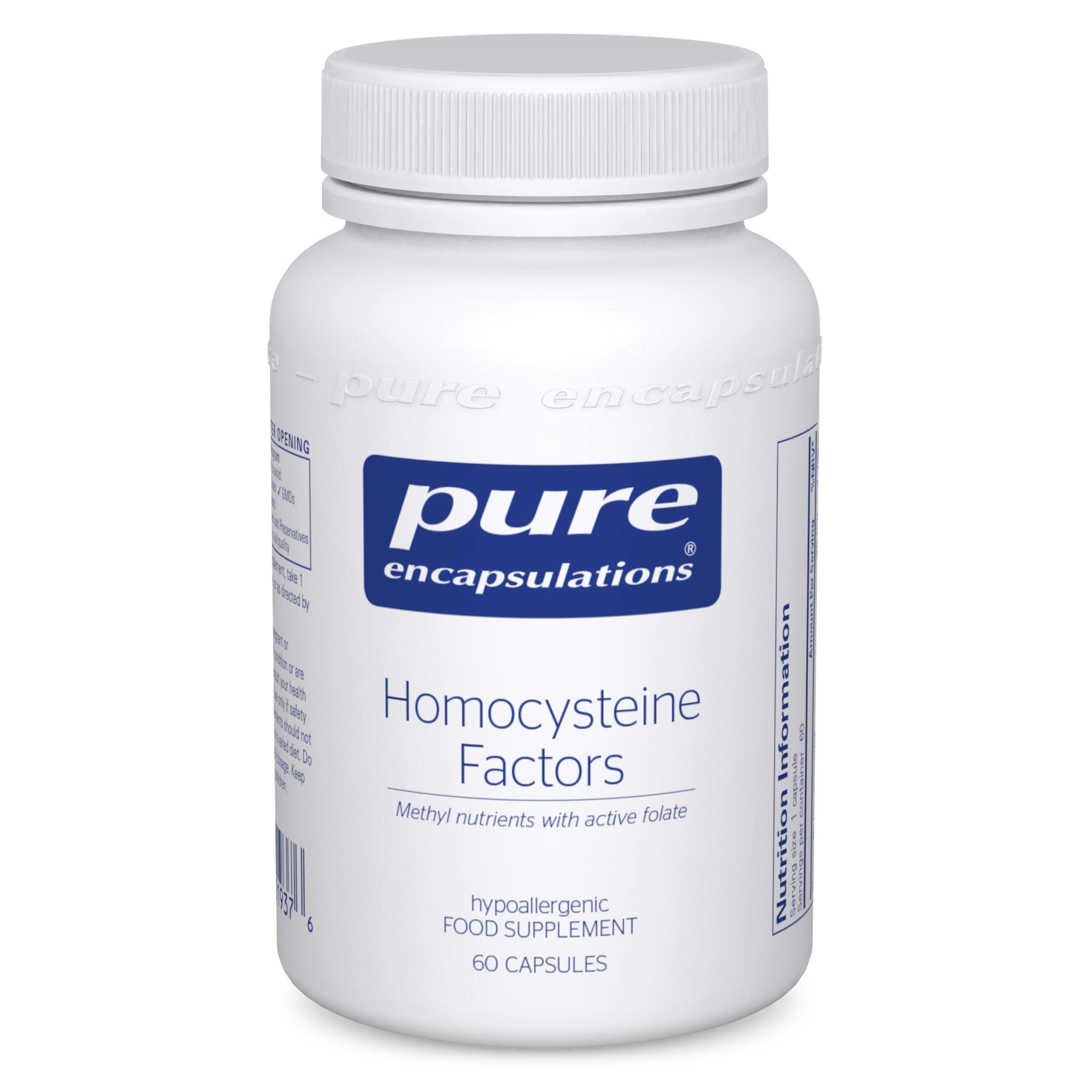 Pure Encapsulations - Homocysteine Factors - Hypoallergenic L-5-MTHF Supplement - Vitamin B6, B12, Natural Folate and Betaine - 60 Capsules