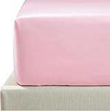 NTBAY 500 Thread Count Egyptian Cotton Fitted Sheet Pink 135x190 Deep Pocket