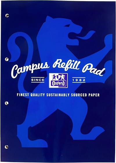 Oxford Campus MEGA A4 Lined Paper Refill Pad 300 Pages Margin Navy