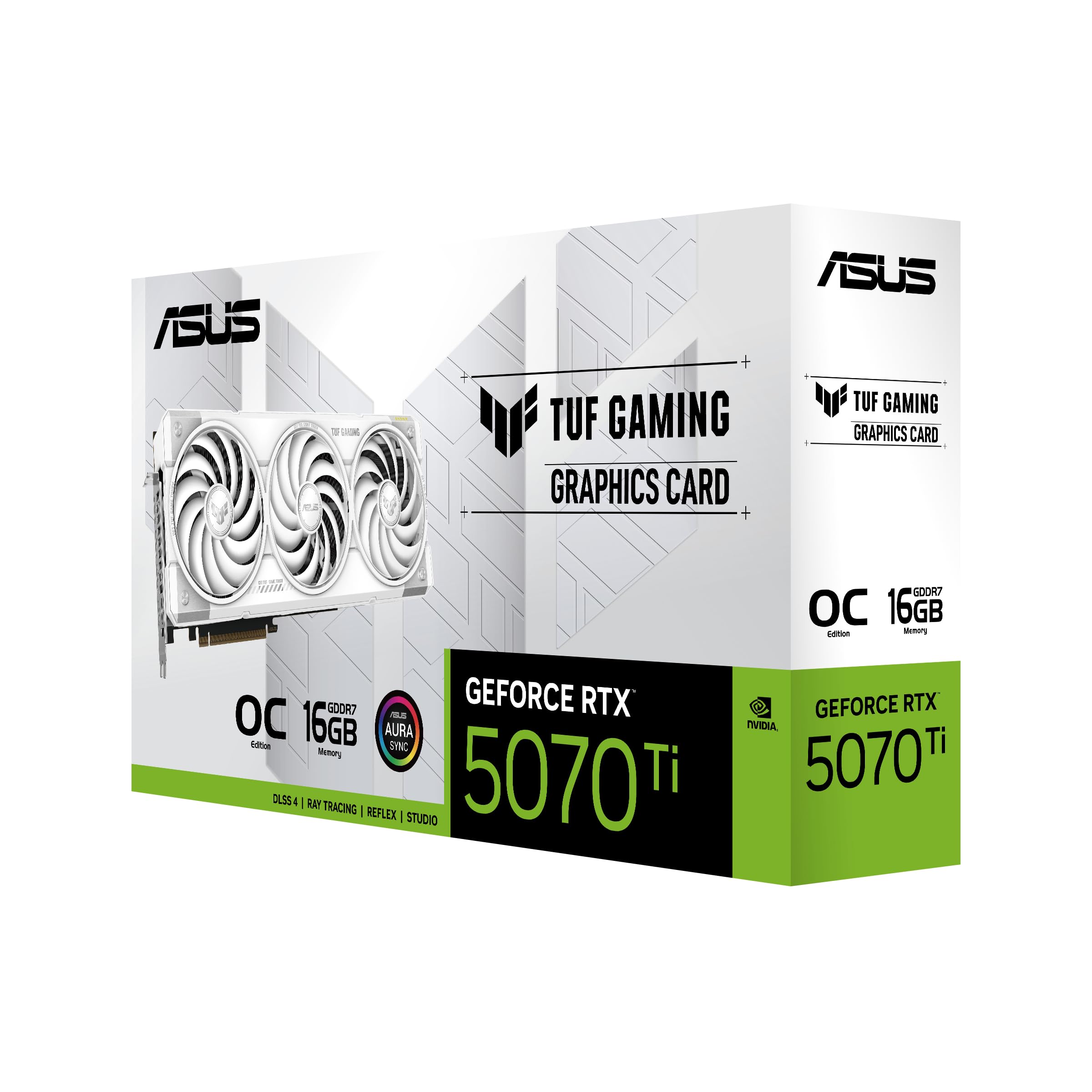 ASUS TUF Gaming GeForce RTX ™ 5070 Ti 16GB GDDR7 White OC Edition Gaming Graphics Card (PCIe® 5.0, HDMI®/DP 2.1, 3.125-slot, Military-Grade Components, Protective PCB Coating, axial-tech Fans)