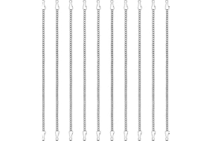 ARVINTAS 10PCS 20 Inch Stained Glass Window Hanging Chain, Metal Chain with Safety Hooks, Picture Hanging Chain Sunshine Catcher Black Nickel Plating Window Panels Chains