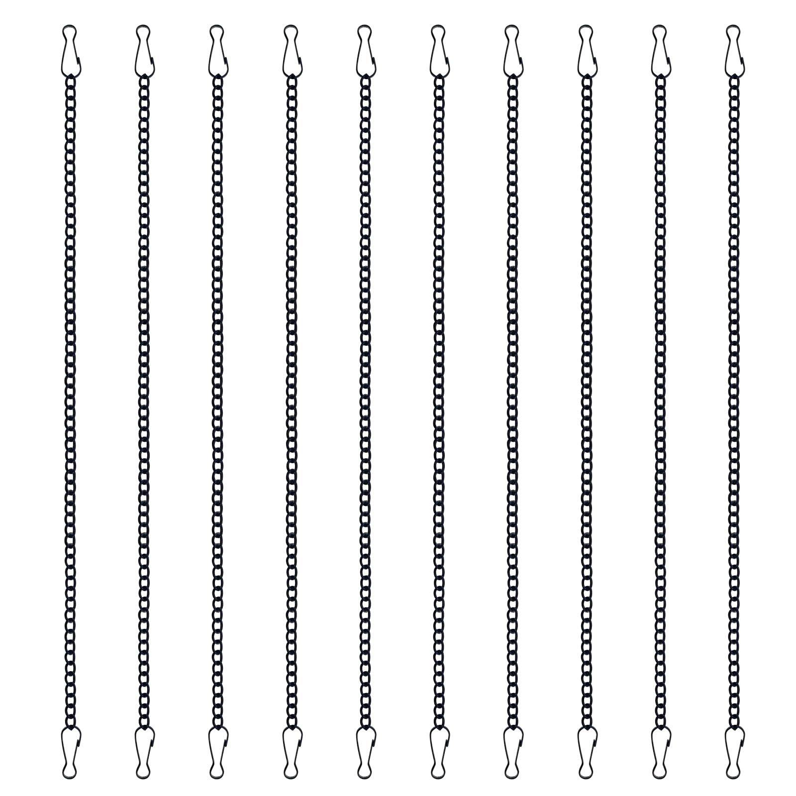 Photo 1 of 10PCS 20 Inch Stained Glass Window Hanging Chain, Metal Chain with Safety Hooks, Picture Hanging Chain Sunshine Catcher Black Nickel Plating Window Panels Chains