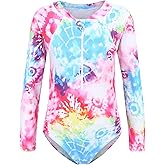 Aisyee Girls One Piece Swimsuits Long Sleeve Rash Guard Kids Hawaiian Bathing Suit UPF 50+ Swim Shirts 3-16 Years