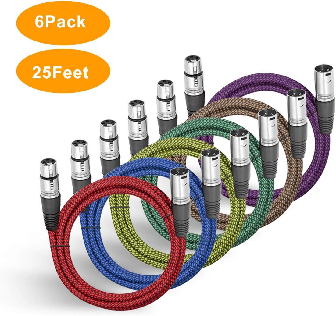 Microphone Cables 3Pack BIFALE Heavy Duty Hybrid Braided XLR Patch Cable 3Pin XLR Male to Female