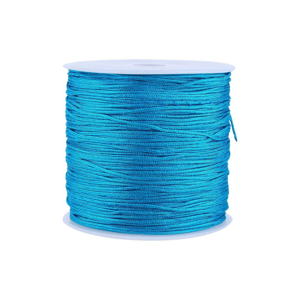 100M x 0.8mm Nylon Crafts Chinese Knot Satin Cord Rattail Bracelet Macrame Shamballa Thread Braided String for Chinese Knotting Beading, Hole Blue