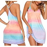 Ekouaer Women's V Neck Racerback Sleeveless Nightgown