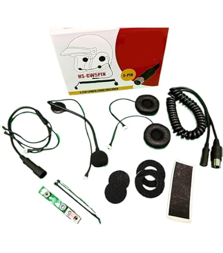 The Helmet Shop Half Helmet Headset Compatible with 5-Pin Honda Goldwing, Yamaha, and Kawasaki Audio Systems | Fits Most Half Helmets