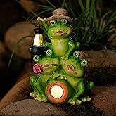 Joint Honglin Solar Frog Family Garden Statue Figurines with Lantern & LED Light – Cute Solar Yard Decor for Lawn, Patio & Outdoor Pathway(Family Frogs)