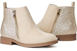 FabKids Girls Ankle Boots Short Booties Side Zipper Riding Boot Low Heels Dress Boot Shoes for Kids