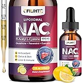 Liposomal Liquid NAC Supplement N-Acetyl Cysteine Drops, N Acetyl Cysteine 600mg with Glutathione, Resveratrol & Zinc for Adults & Kids Liver Lung Antioxidant Immune & Skin Health, Lemon 2 Fl Oz