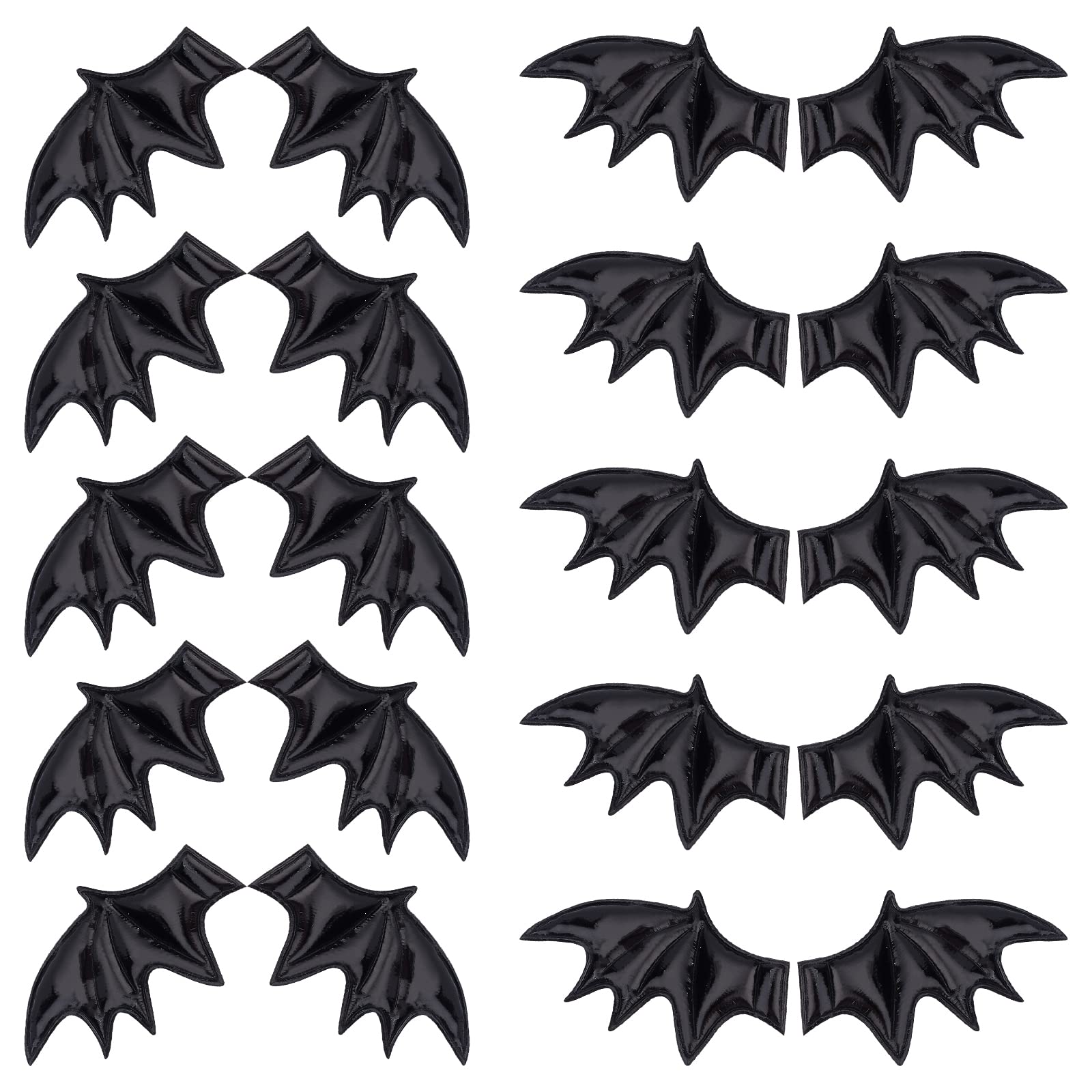 GORGECRAFT 2 Style 40PCS Leather Halloween Bat Wings DIY Crafts Bat Wing Spooky Bats Halloween Decorations for Hair Ornament & Costume Accessory (Black)