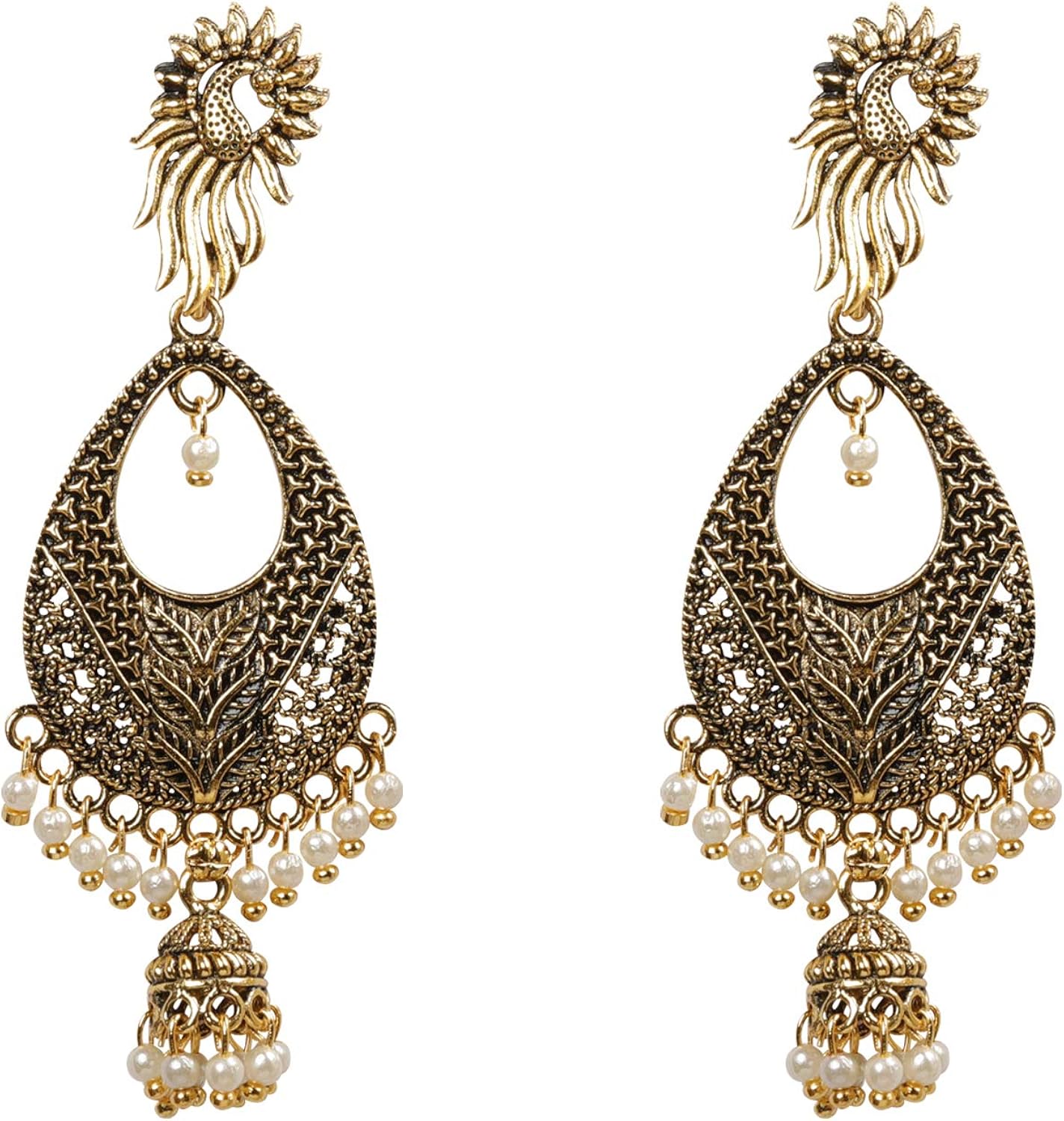 Buy Facinating Golden Peacock Stud Dangle Earrings at Amazon.in