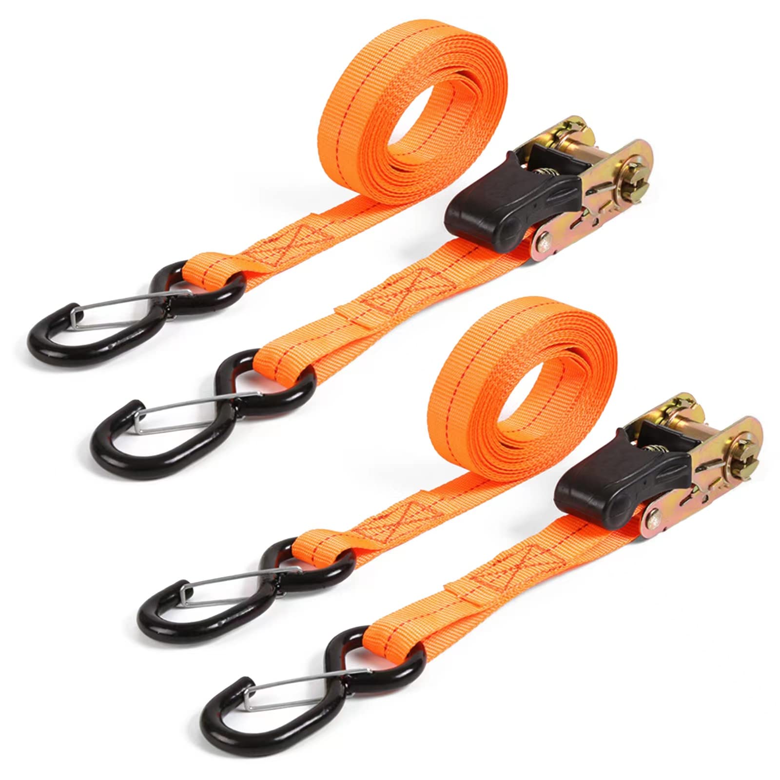 Ratchet Strap with Hook 2-pack - Heavy-duty ratchet 3M long and 25 mm wide with buckle, ratchet fastening logistic cargo straps for mobile equipment, motorcycles