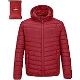 Outdoor Ventures Men's Lightweight Packable Hooded Puffer Jacket Insulated Winter Coat for Snow Ski Traveling